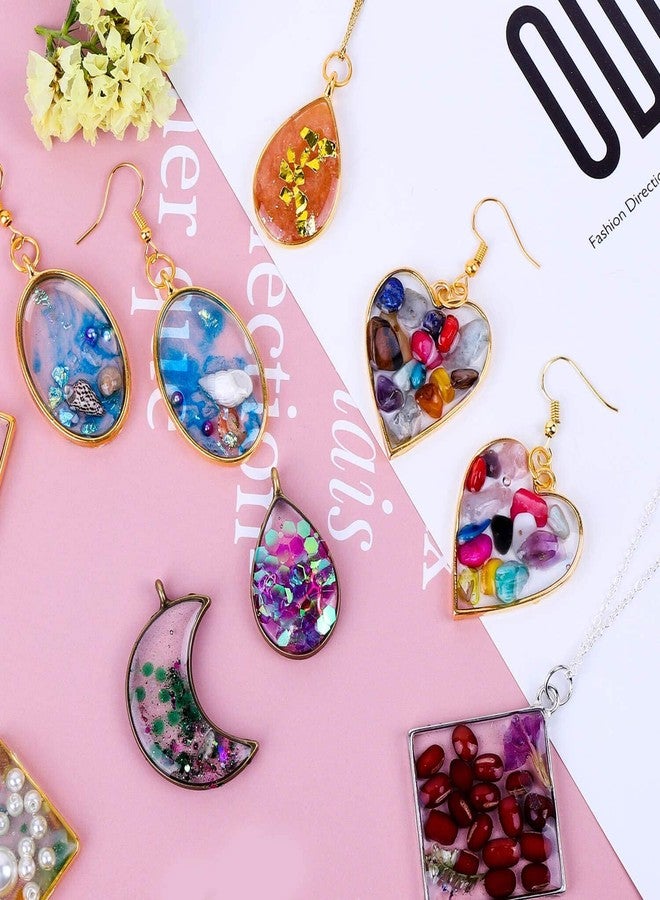 Self Lub 10Pcs Resin Molds for Jewelry Making - 10pcs Bezel Open Pendant Blanks Charms Hollow Mold Pendant Assorted Geometric Frame DIY Crafts for Resin Jewelry Making - Bronze - Image 5